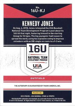2019 Panini USA Baseball Stars & Stripes - 16U National Team Signatures #16U-KJ Kennedy Jones Back