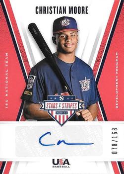 2019 Panini USA Baseball Stars & Stripes - 16U National Team Signatures #16U-CM Christian Moore Front