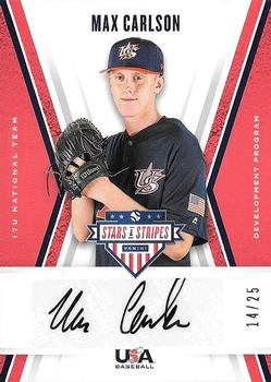 2019 Panini USA Baseball Stars & Stripes - 17U National Team Signatures Black Ink #17U-MC Max Carlson Front