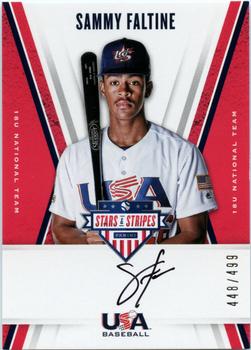 2019 Panini USA Baseball Stars & Stripes - 18U National Team Signatures Black Ink #SF Sammy Faltine Front
