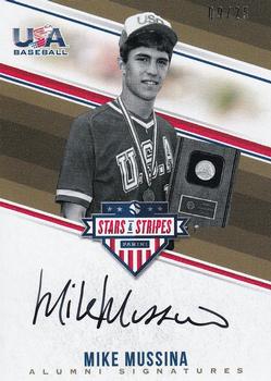 2019 Panini USA Baseball Stars & Stripes - 2018 USA Baseball Stars and Stripes Alumni Signatures #MMU Mike Mussina Front