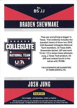 2019 Panini USA Baseball Stars & Stripes - CNT Connections Signatures Blue Ink #BS JJ Braden Shewmake / Josh Jung Back