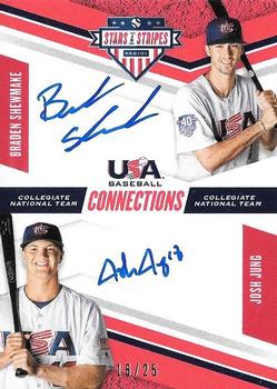 2019 Panini USA Baseball Stars & Stripes - CNT Connections Signatures Blue Ink #BS JJ Braden Shewmake / Josh Jung Front