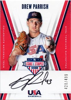 2019 Panini USA Baseball Stars & Stripes - CNT Signatures Black Ink #CNT DP Drew Parrish Front