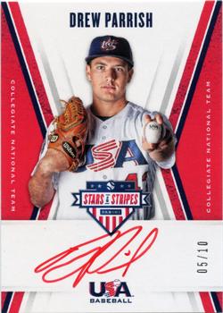 2019 Panini USA Baseball Stars & Stripes - CNT Signatures Red Ink #CNT DP Drew Parrish Front