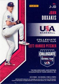 2019 Panini USA Baseball Stars & Stripes - Jumbo #J-JD John Doxakis Back