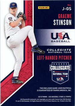 2019 Panini USA Baseball Stars & Stripes - Jumbo #J-GS Graeme Stinson Back