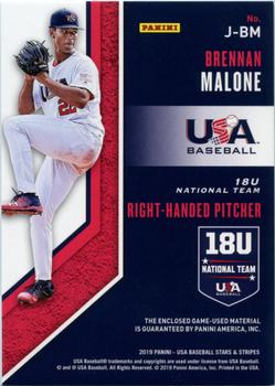 2019 Panini USA Baseball Stars & Stripes - Jumbo #J-BM Brennan Malone Back