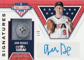 2019 Panini USA Baseball Stars & Stripes - Stars and Stripes Buttons Signatures #S-JD John Doxakis Front