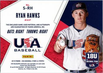 2019 Panini USA Baseball Stars & Stripes - Stars and Stripes Buttons Signatures #S-RH Ryan Hawks Back