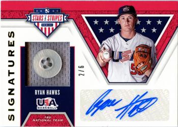 2019 Panini USA Baseball Stars & Stripes - Stars and Stripes Buttons Signatures #S-RH Ryan Hawks Front