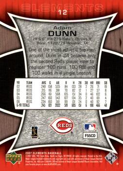2007 Upper Deck Elements #12 Adam Dunn Back