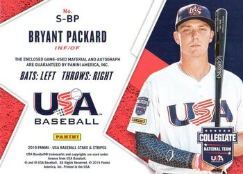 2019 Panini USA Baseball Stars & Stripes - Stars and Stripes Signatures #S-BP Bryant Packard Back