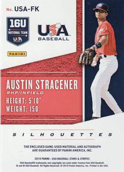 2019 Panini USA Baseball Stars & Stripes - USA BB Silhouettes Black Gold Signatures Jerseys #USA-FK Austin Stracener Back