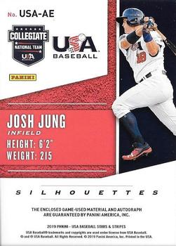 2019 Panini USA Baseball Stars & Stripes - USA BB Silhouettes Signatures Jerseys #USA-AE Josh Jung Back