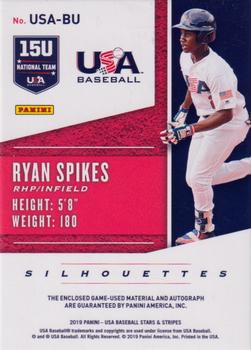 2019 Panini USA Baseball Stars & Stripes - USA BB Silhouettes Signatures Jerseys #USA-BU Ryan Spikes Back