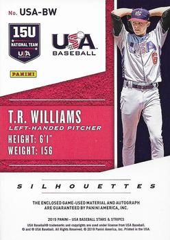2019 Panini USA Baseball Stars & Stripes - USA BB Silhouettes Signatures Jerseys #USA-BW T.R. Williams Back