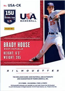 2019 Panini USA Baseball Stars & Stripes - USA BB Silhouettes Signatures Jerseys #USA-CK Brady House Back