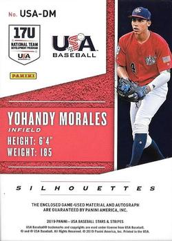2019 Panini USA Baseball Stars & Stripes - USA BB Silhouettes Signatures Jerseys #USA-DM Yohandy Morales Back