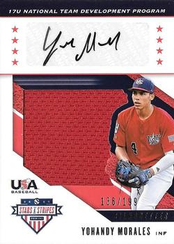 2019 Panini USA Baseball Stars & Stripes - USA BB Silhouettes Signatures Jerseys #USA-DM Yohandy Morales Front