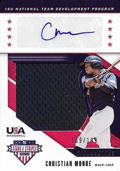 2019 Panini USA Baseball Stars & Stripes - USA BB Silhouettes Signatures Jerseys #USA-FG Christian Moore Front