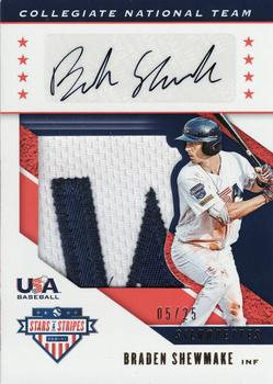 2019 Panini USA Baseball Stars & Stripes - USA BB Silhouettes Signatures Jerseys Prime #USA-AI Braden Shewmake Front