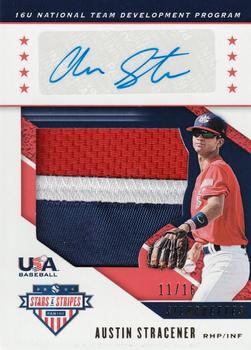 2019 Panini USA Baseball Stars & Stripes - USA BB Silhouettes Signatures Jerseys Prime #USA-FK Austin Stracener Front