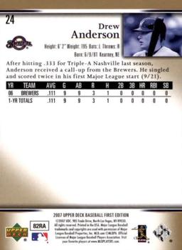 2007 Upper Deck First Edition #24 Drew Anderson Back