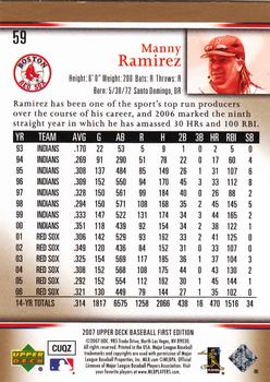 2007 Upper Deck First Edition #59 Manny Ramirez Back