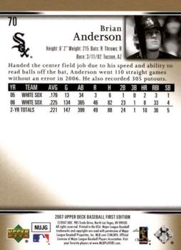 2007 Upper Deck First Edition #70 Brian Anderson Back