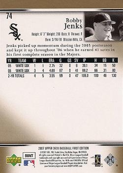2007 Upper Deck First Edition #74 Bobby Jenks Back