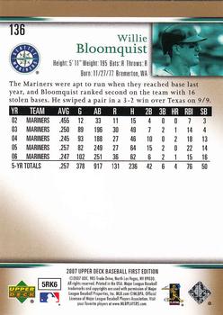 2007 Upper Deck First Edition #136 Willie Bloomquist Back