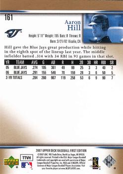 2007 Upper Deck First Edition #161 Aaron Hill Back