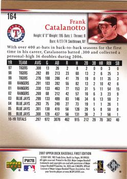 2007 Upper Deck First Edition #164 Frank Catalanotto Back