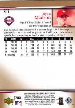 2007 Upper Deck First Edition #257 Ryan Madson Back