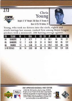2007 Upper Deck First Edition #273 Chris Young Back