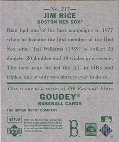 2007 Upper Deck Goudey #217 Jim Rice Back