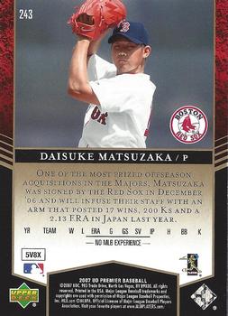 2007 Upper Deck Premier #243 Daisuke Matsuzaka Back