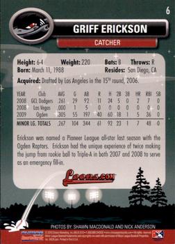 2010 Choice Great Lakes Loons #06 Griff Erickson Back