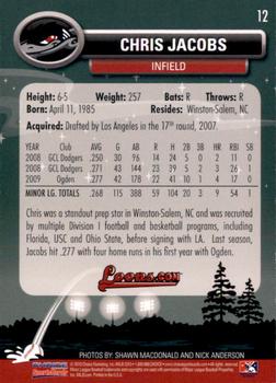 2010 Choice Great Lakes Loons #12 Chris Jacobs Back