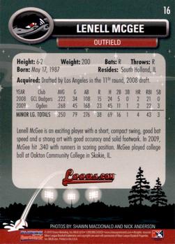 2010 Choice Great Lakes Loons #16 Lenell McGee Back