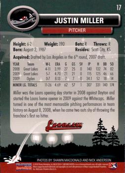 2010 Choice Great Lakes Loons #17 Justin Miller Back