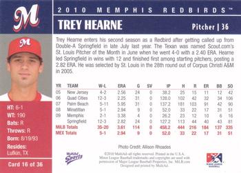 2010 MultiAd Memphis Redbirds #16 Trey Hearne Back