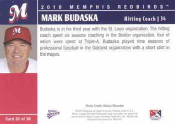 2010 MultiAd Memphis Redbirds #32 Mark Budaska Back