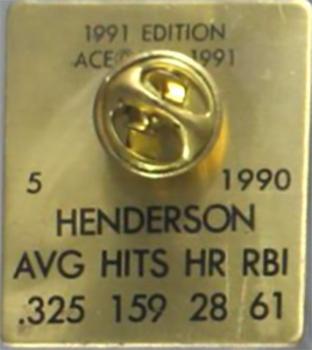 1991 Ace MVP Pins #NNO Rickey Henderson Back