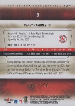 2005 SkyBox Autographics - Insignia #9 Manny Ramirez Back