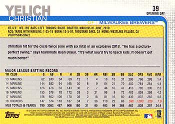 2019 Topps Opening Day - Red #39 Christian Yelich Back