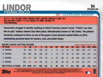 2019 Topps Opening Day - Red #84 Francisco Lindor Back