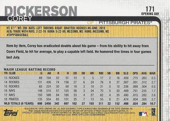 2019 Topps Opening Day - Red #171 Corey Dickerson Back