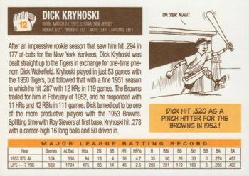 2003 1953 St. Louis Browns 50th Anniversary Set #12 Dick Kryhoski Back